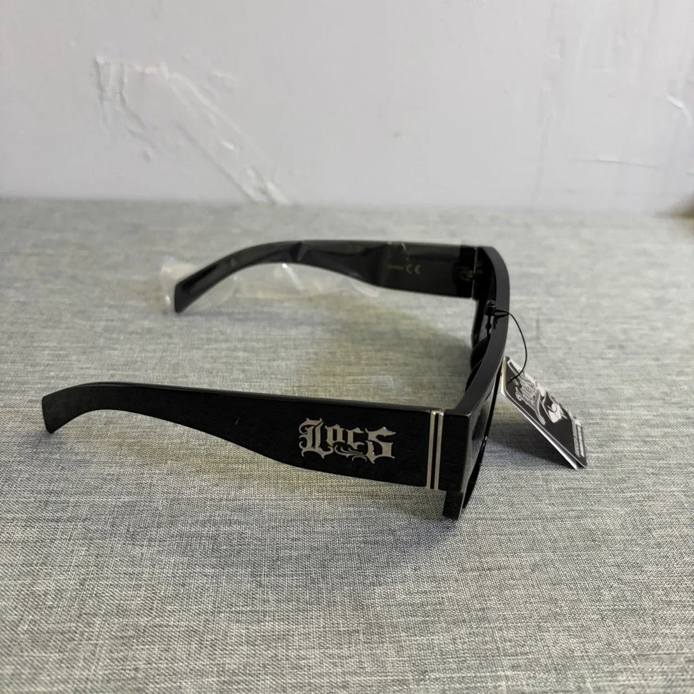 Locs Sunglasses Men OS Gloss Black Hardcore Shades Rectangular UV Protection